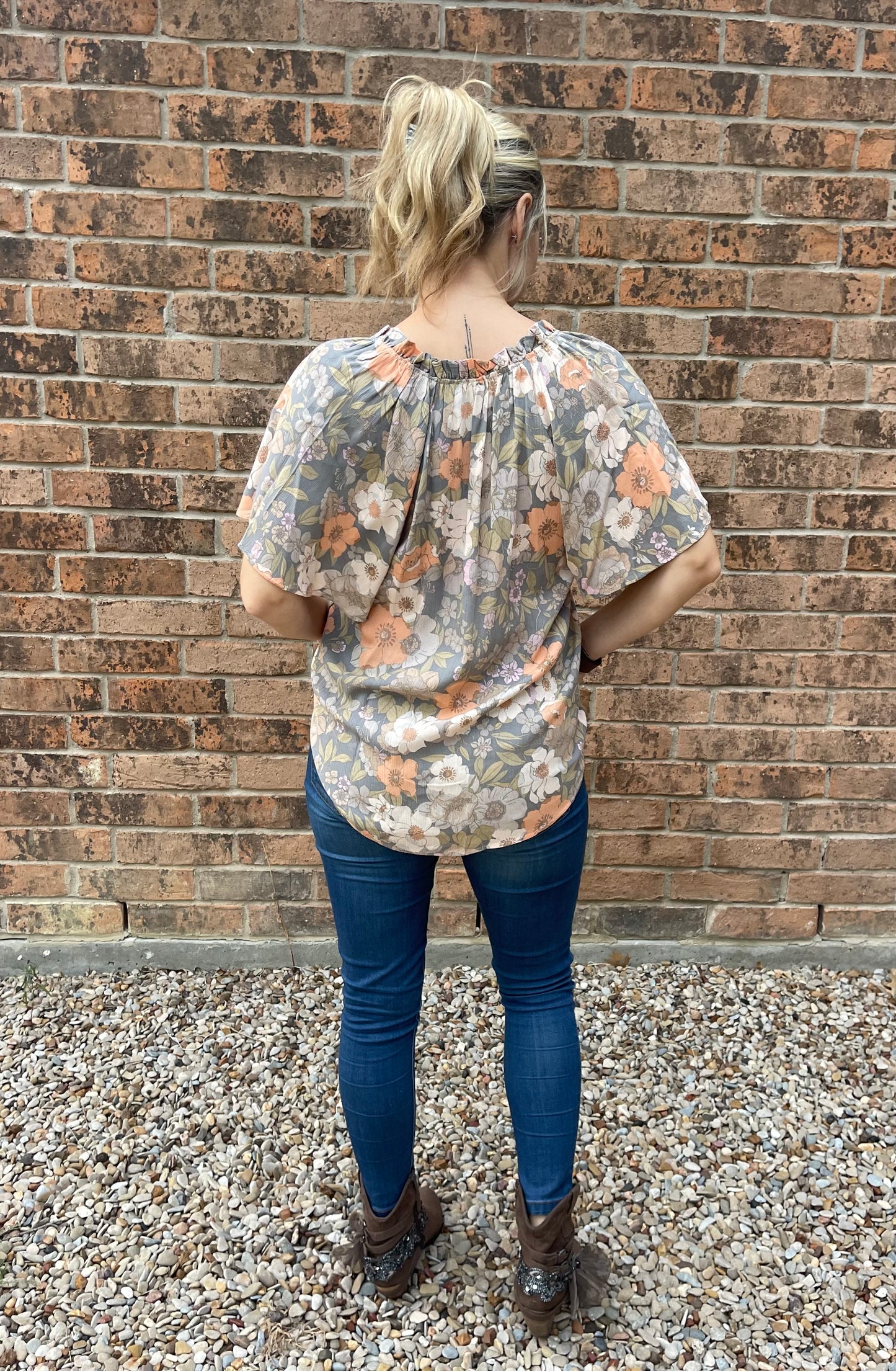 Ruffle Floral V-neck