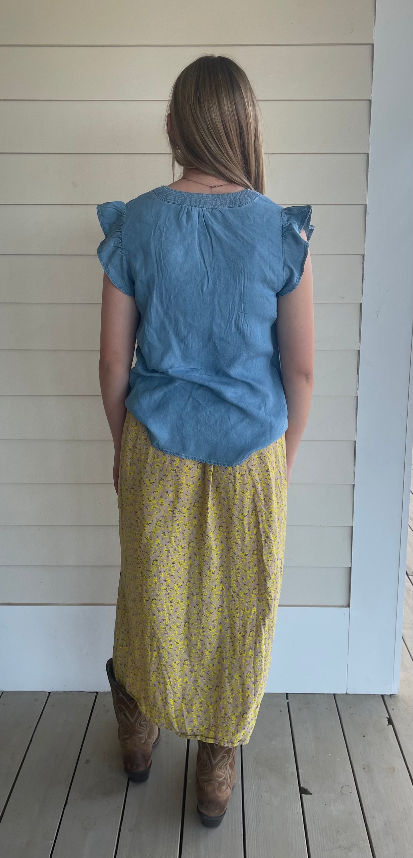 Denim Ruffle Tank