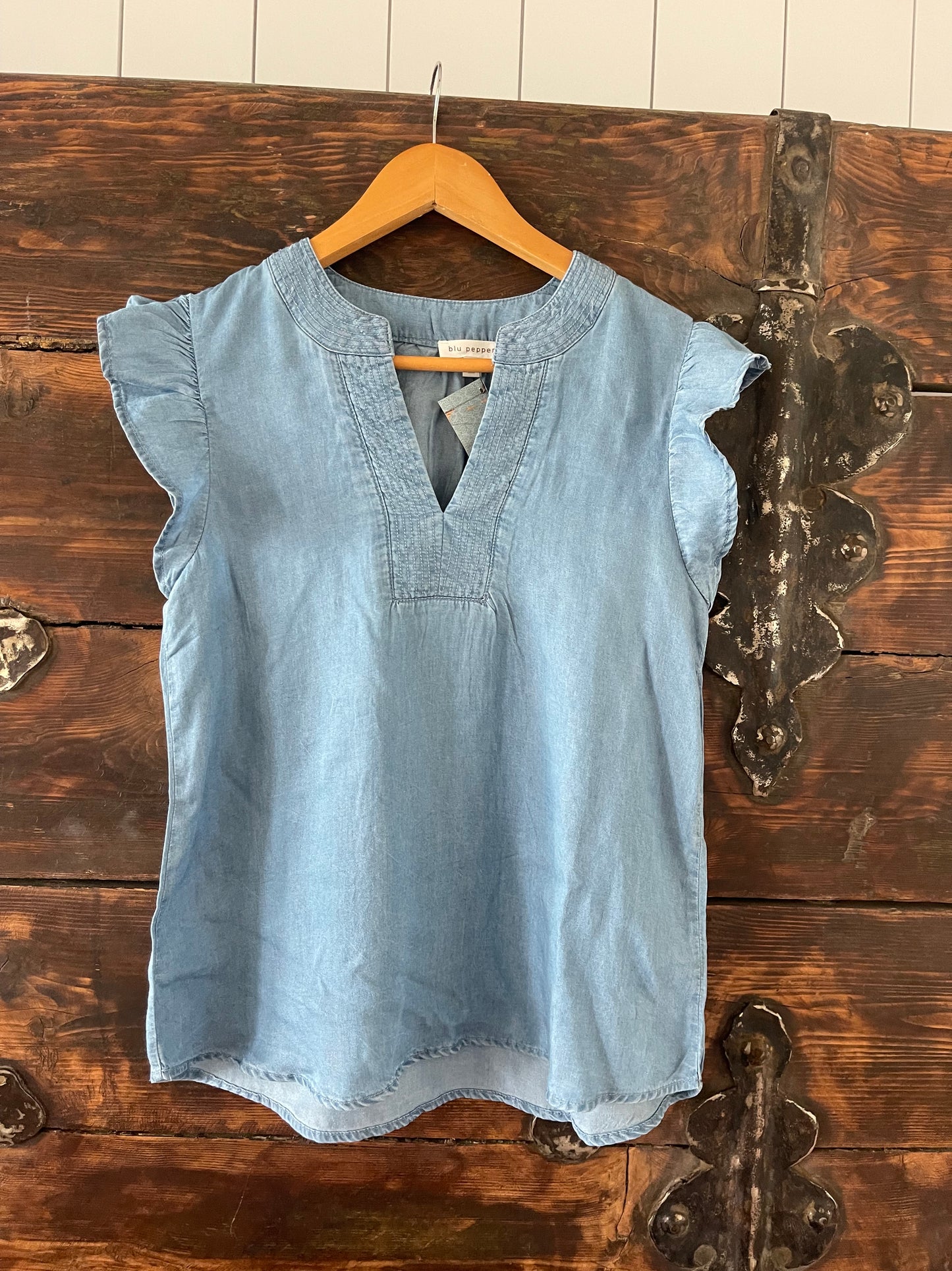 Denim Ruffle Tank