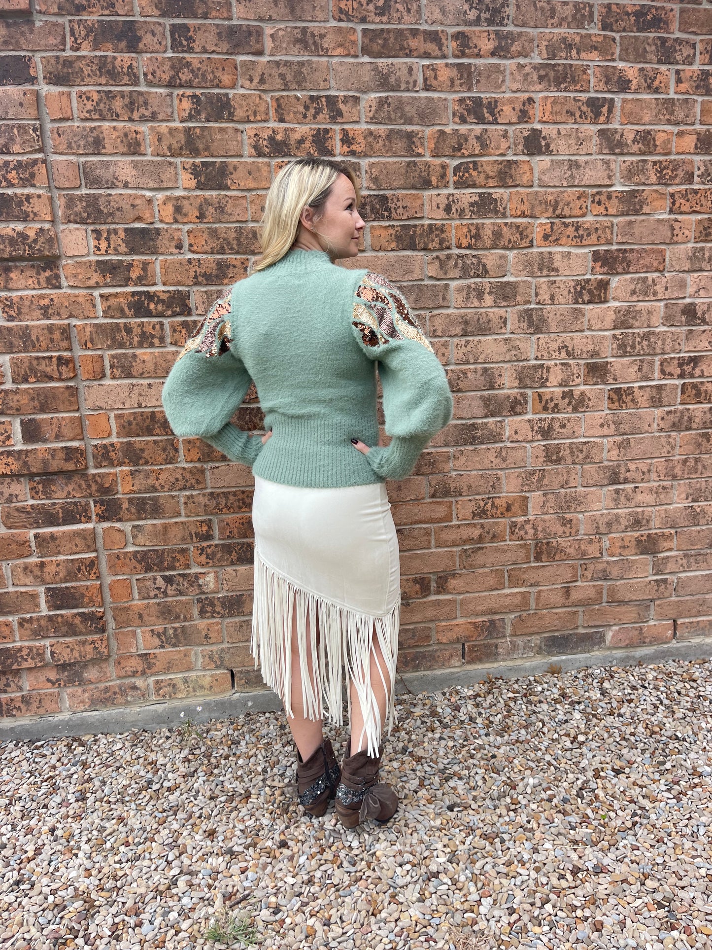 Suede Fringe Skirt