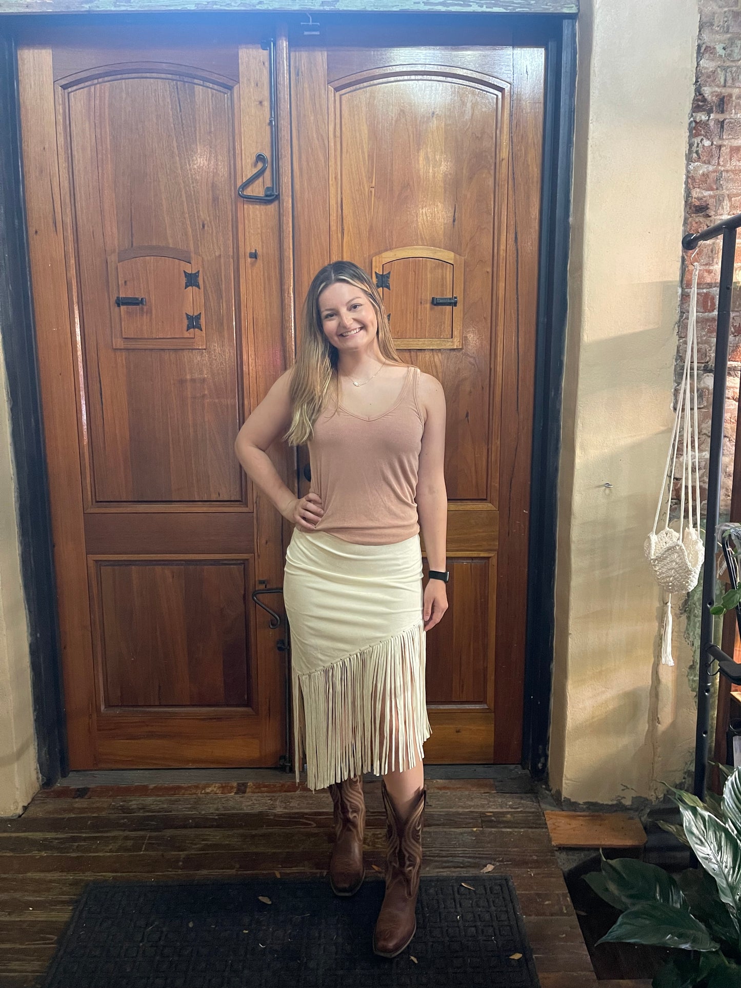 Suede Fringe Skirt