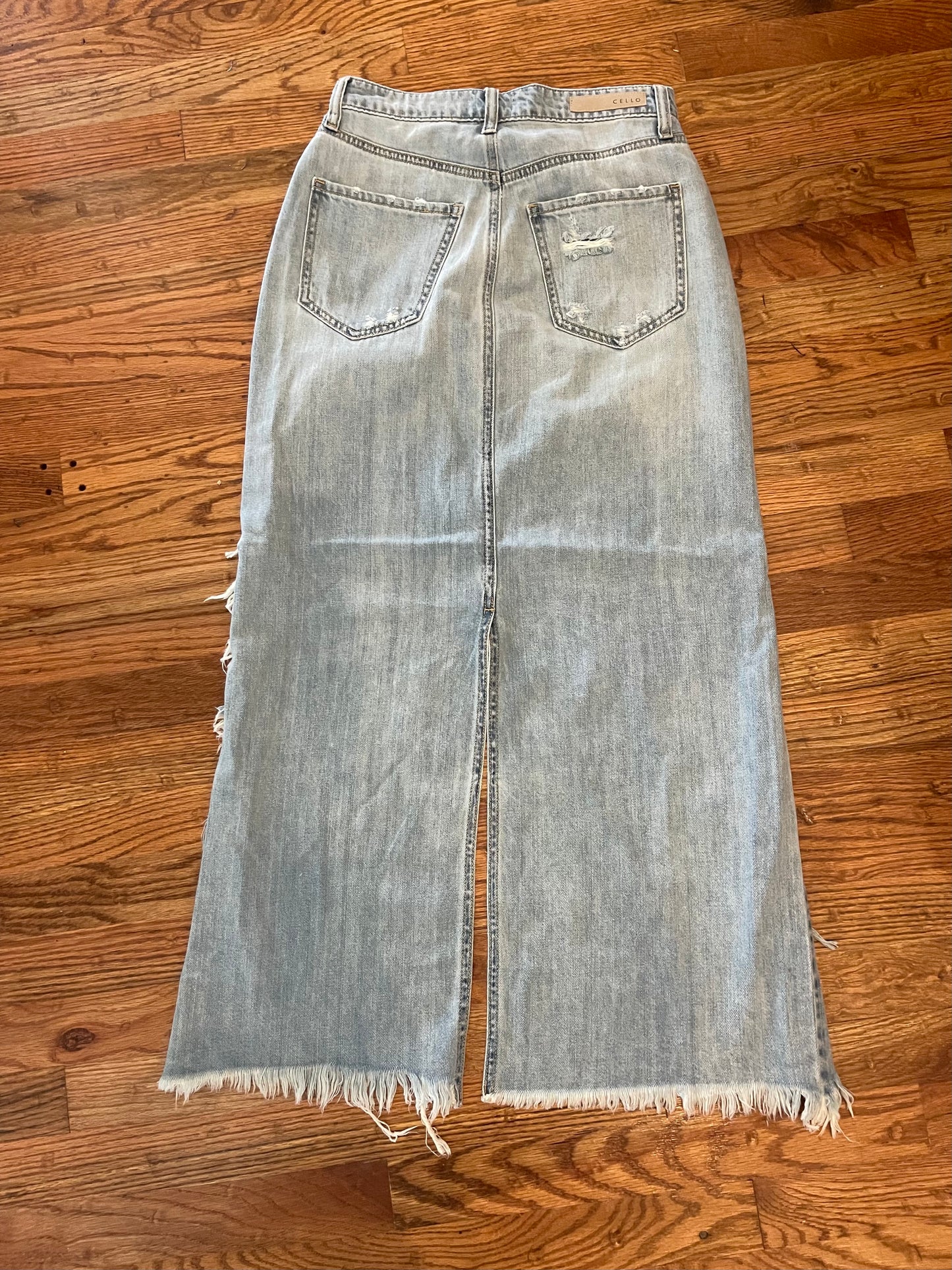 Distressed Denim Skirt