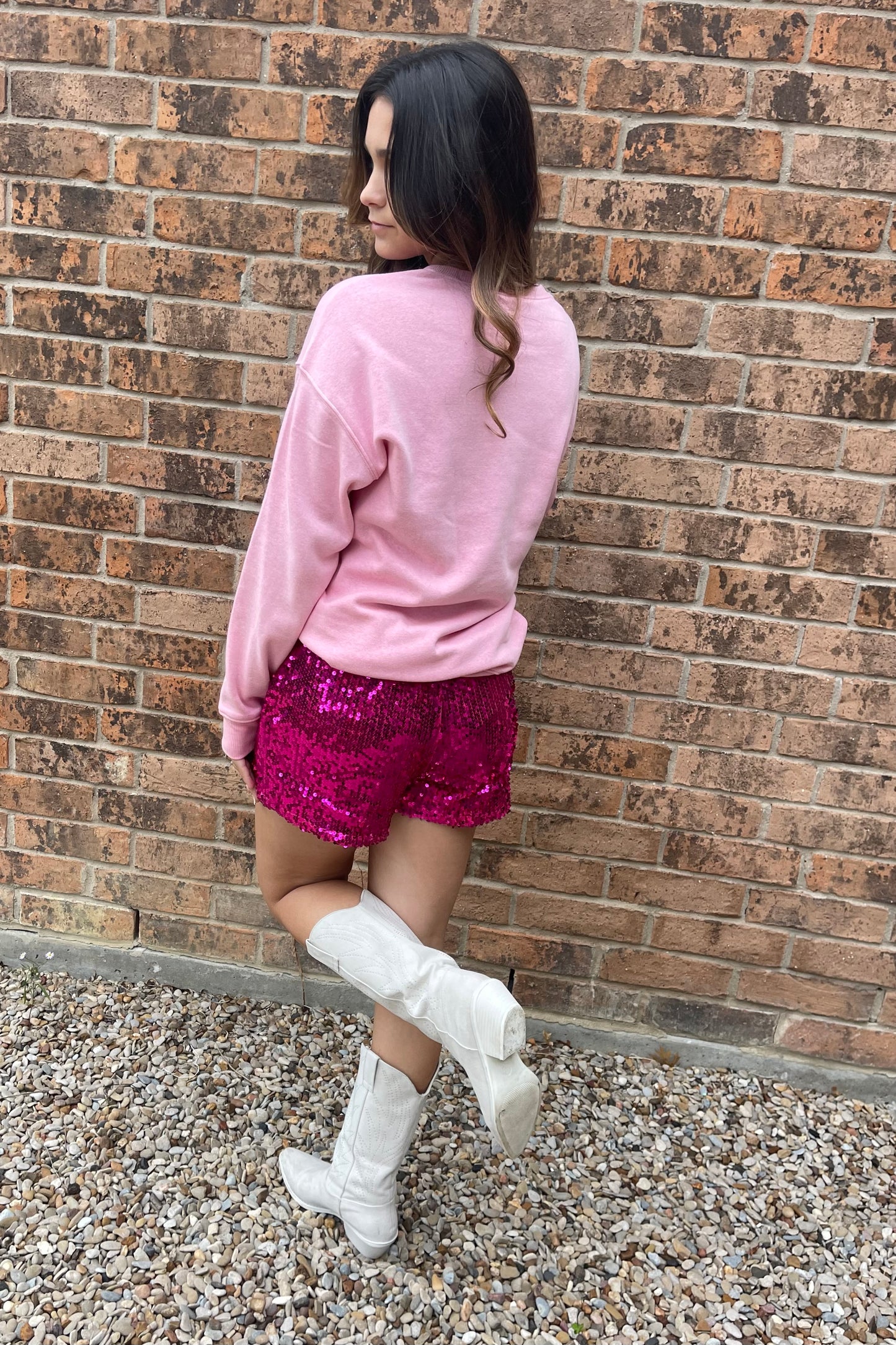 Sequin Shorts-Pink